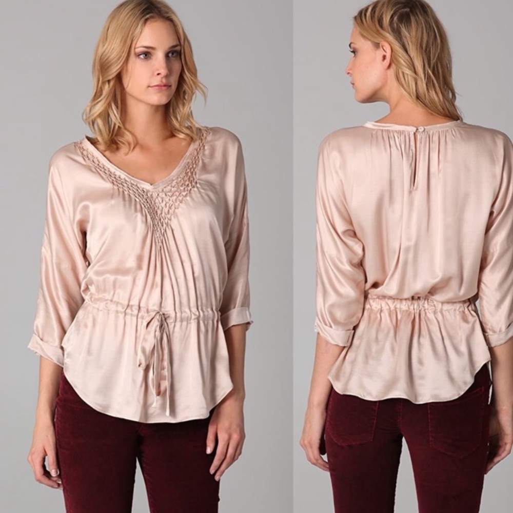 🌼Rebecca Taylor Silk Charmeuse Beaded Blouse